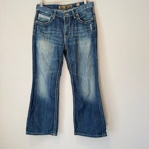 BKE carter Bootcut Jeans Medium Wash Contrast Stitch Denim Size 32